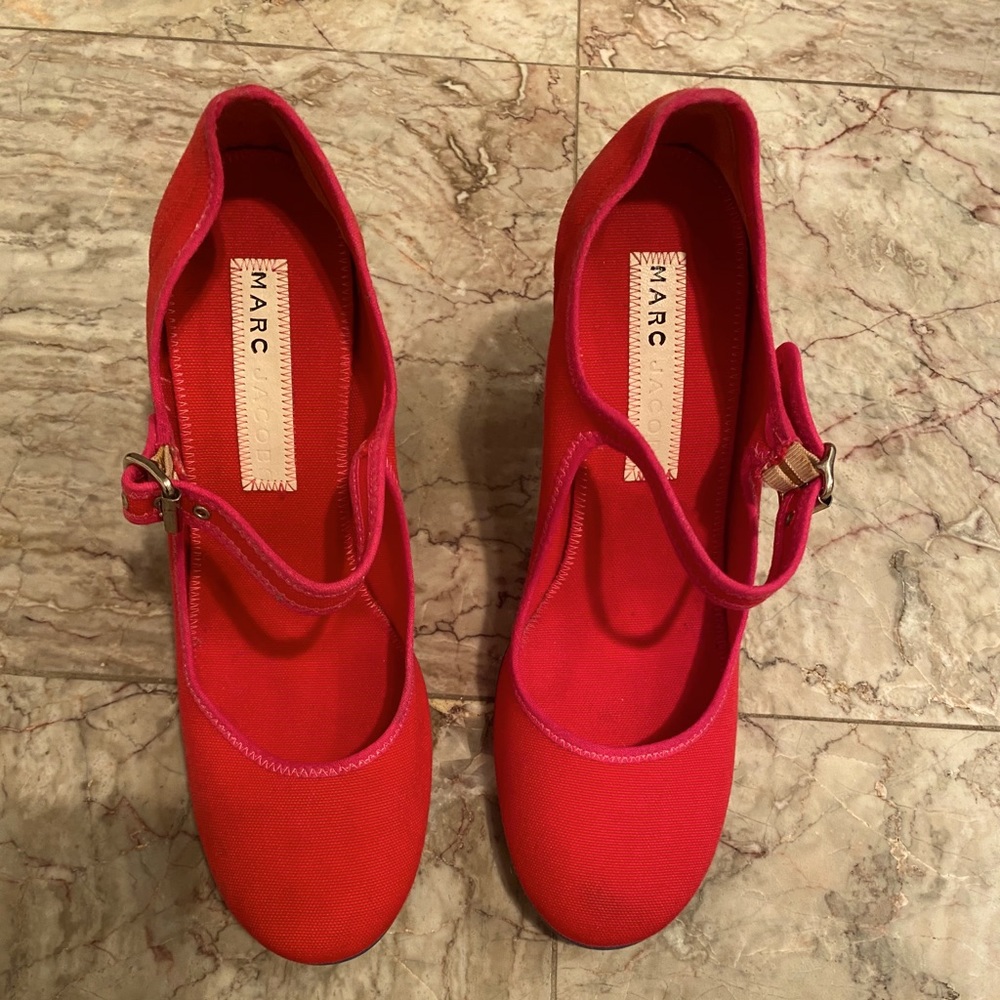 Red canvas shoes
